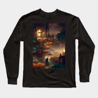 HALLOWEEN NIGHT IN A SMALL FRENCH VILLAGE Long Sleeve T-Shirt